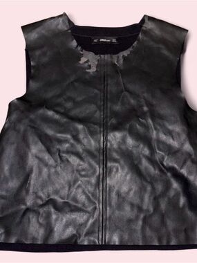 Zara Black Faux Leather Sleeveless Top